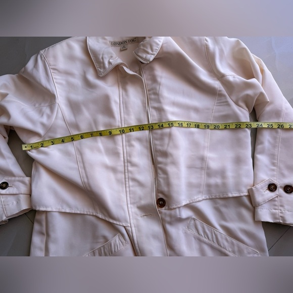 London Fog vintage jacket beige light zipper bottom tie long sleeve size M - Picture 12 of 16